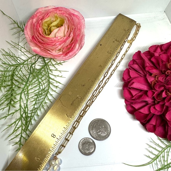 NEW⚜️Opalite & Freshwater Pearl Flower Charm Necklace - Picture 5 of 5